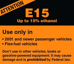 E15 Warning Label